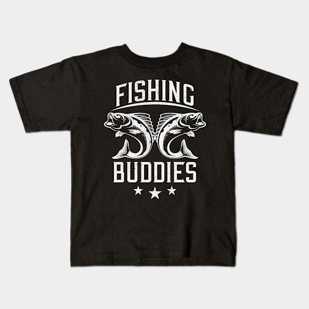 Fishing Buddies Fishermen Kids T-Shirt by Foxxy Merch